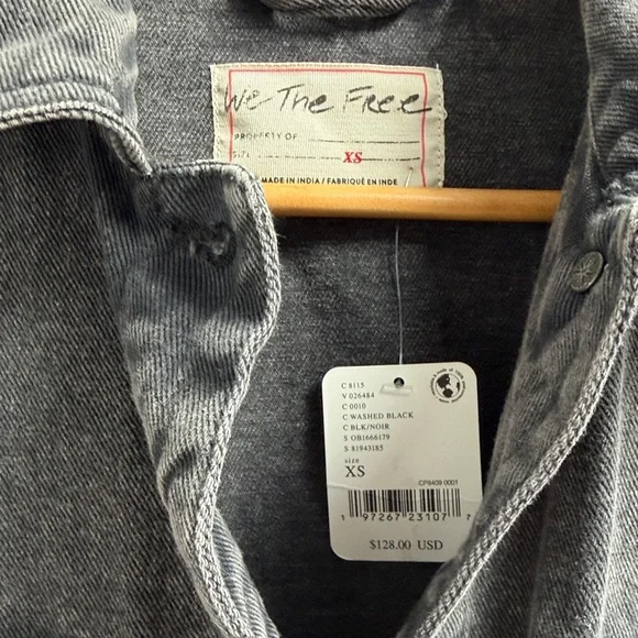 NWT Free People We The Free Madison City Denim Jacket, Washed Black - XS - Picture 7 of 9